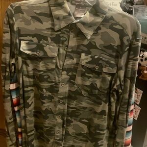 Camo  Cowgirl tuff Button Down